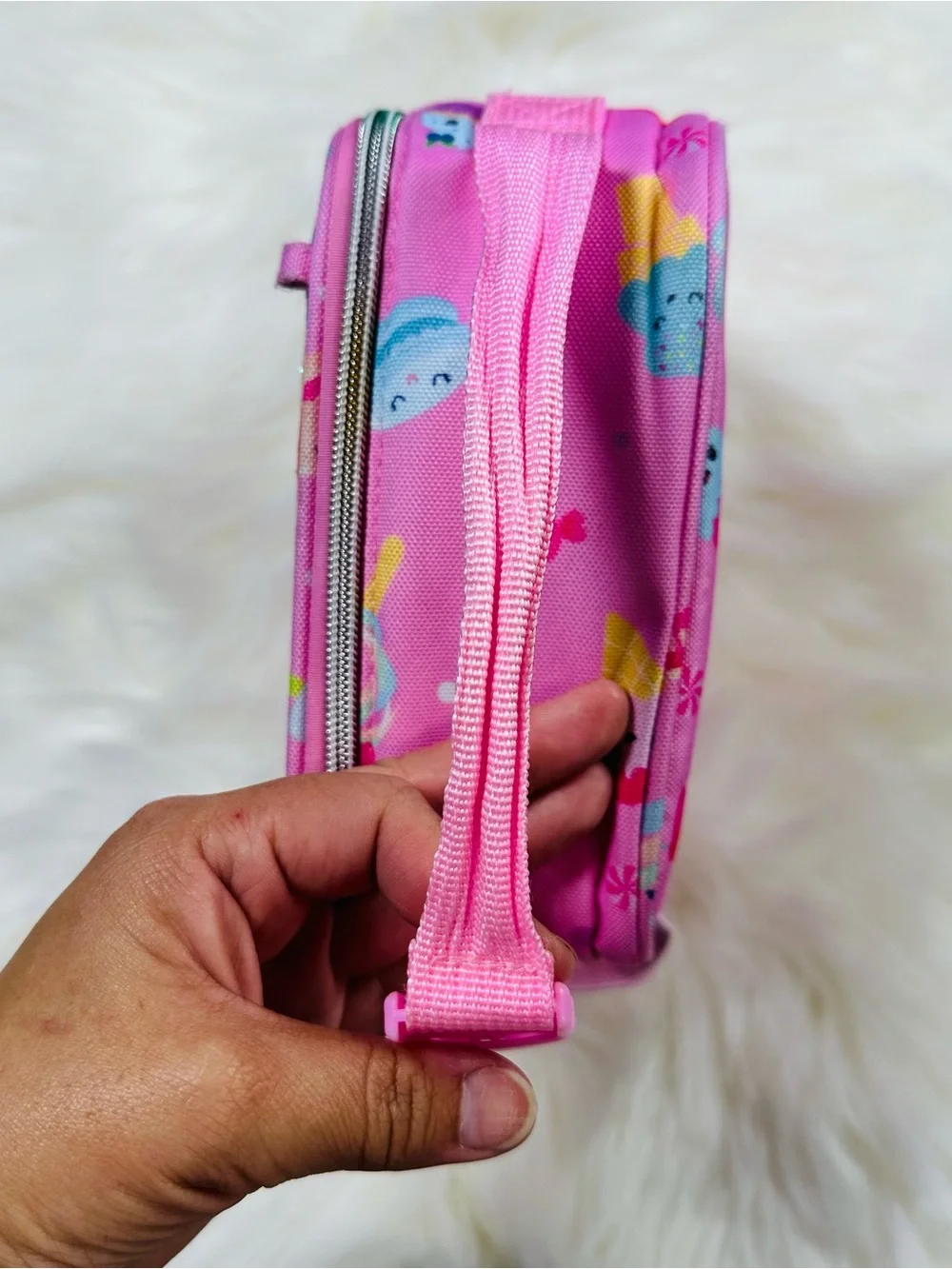 Girls Pink Glitter Cupcake Lunch Box - Sequin Snack Print